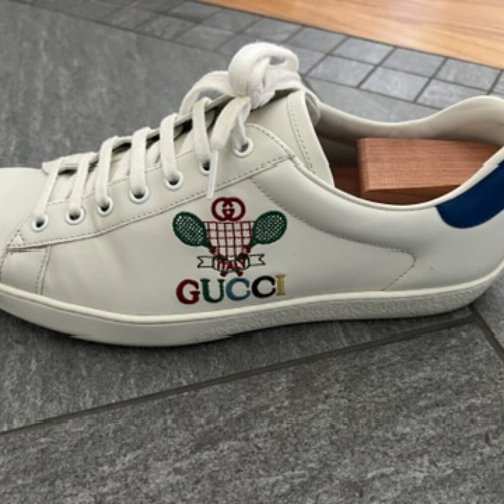Gucci Ace 'Gucci Tennis' Mens Low Top Sneakers White 9 - Picture 4 of 8